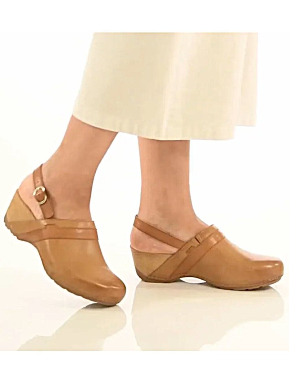 Dansko Tammy Heel Strap Milled Burnished Mule Clog -TAN-